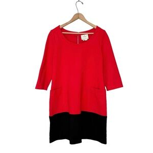 Kate Spade | Red and Black Racquel Ponte Color Block Shift Dress Size Large